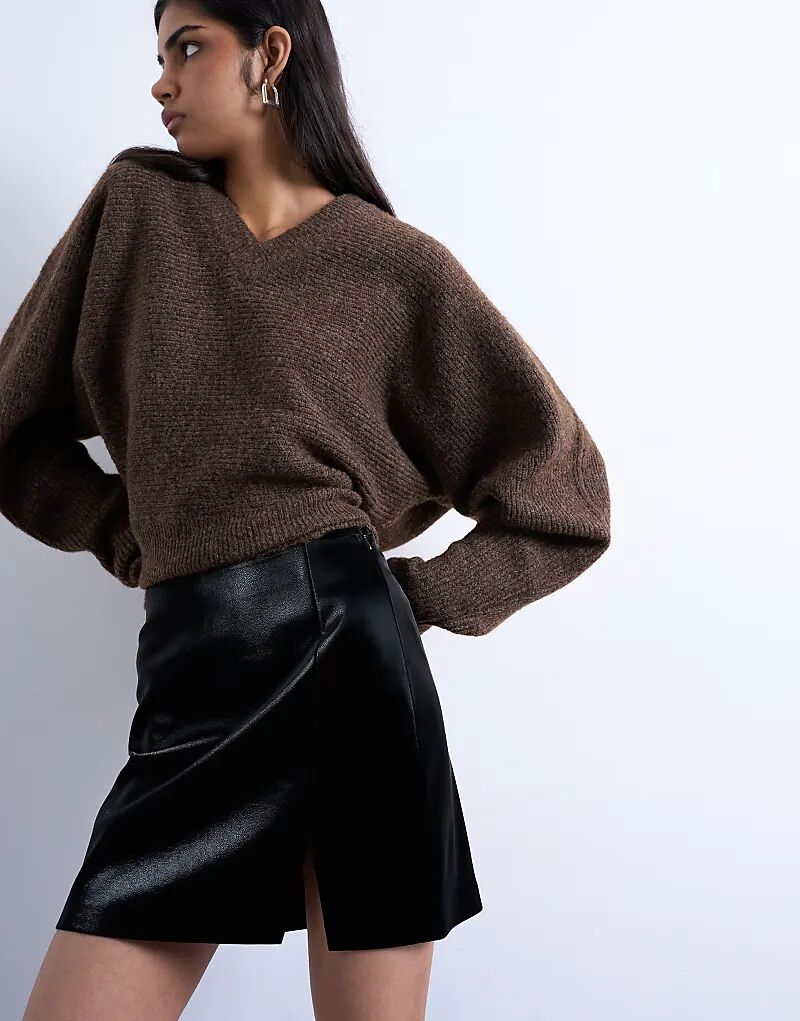 Юбка-мини с ламбрекеном из искусственной кожи Topshop черного цвета
Юбка-мини с ламбрекеном из искусственной кожи Topshop черного цвета