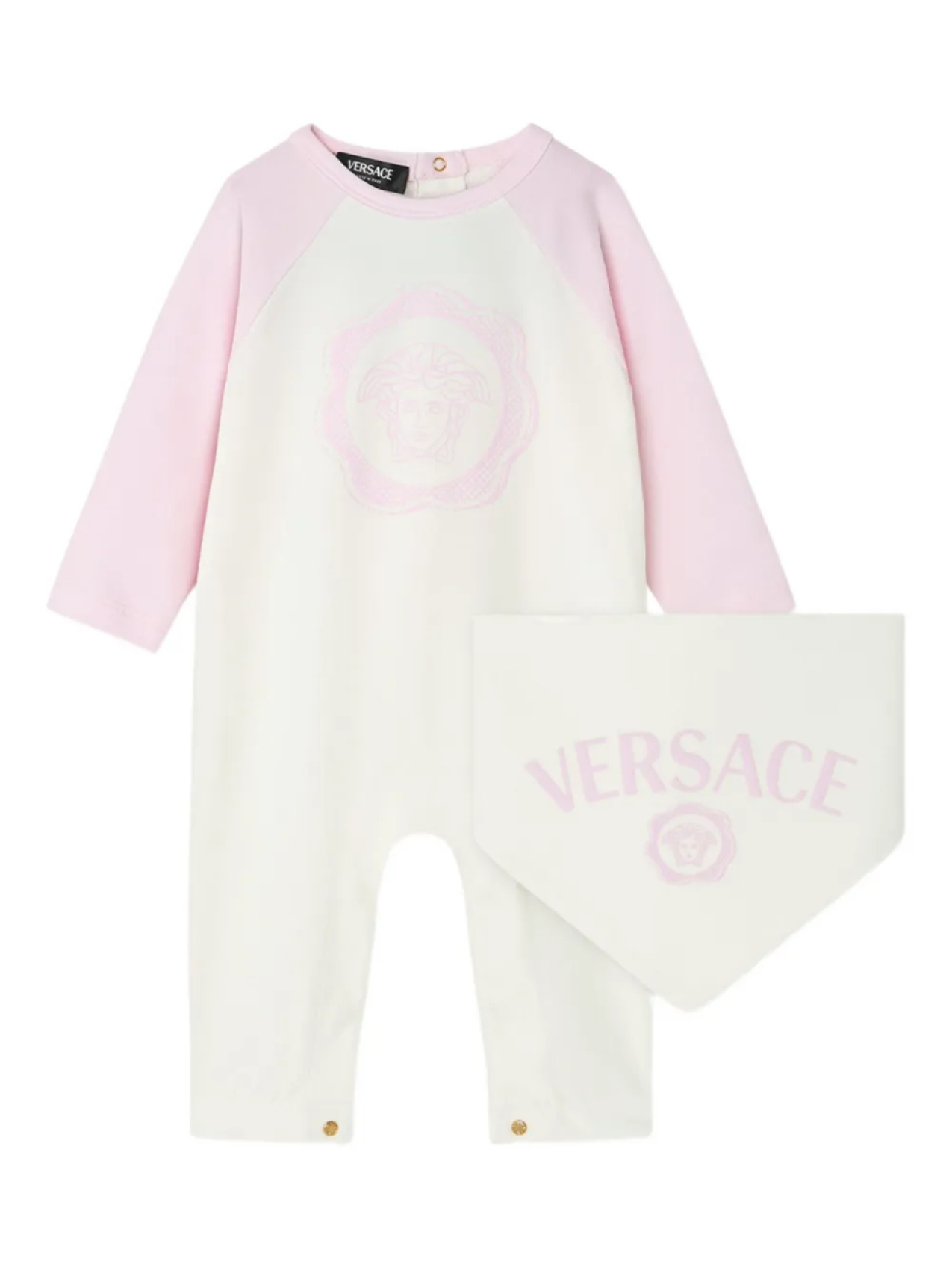 Комплект для новорожденного с принтом «Медуза» от Versace Kids, розовый
Комплект для новорожденного с принтом «Медуза» от Versace Kids, розовый