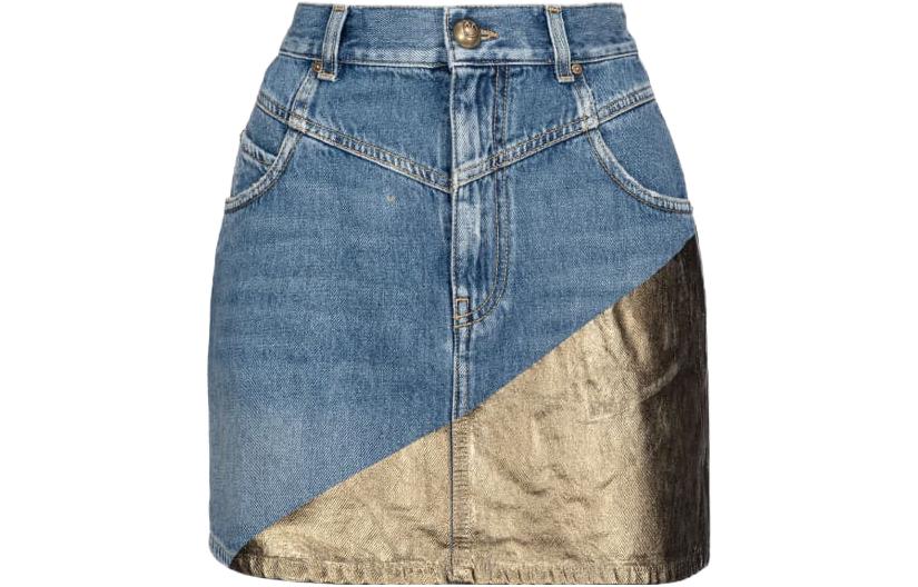 Мини-юбка джинсовая золотистая повседневная короткая женская синяя PINKO FW23
Мини-юбка джинсовая золотистая повседневная короткая женская синяя PINKO FW23