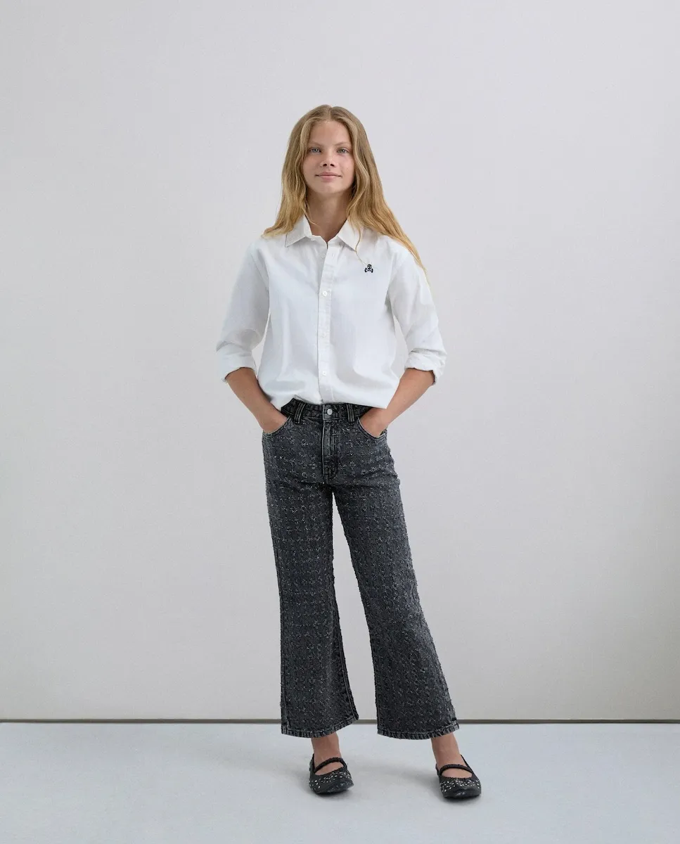 Джинсы для девочки расклешенные с металлизированной нитью Scalpers, темно-серый
Джинсы для девочки расклешенные с металлизированной нитью Scalpers, темно-серый