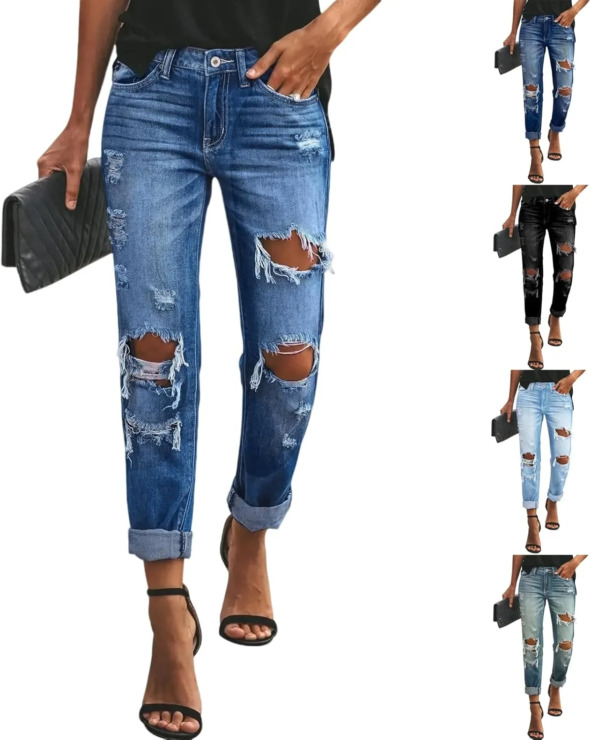 Скинни джинсы для женщин с высокой талией, рваные, стрейч
Скинни джинсы для женщин с высокой талией, рваные, стрейч