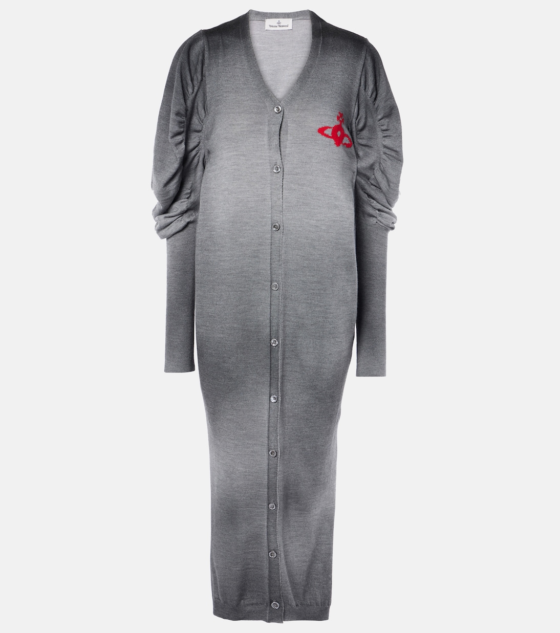 Платье-свитер из шерсти с рюшами Orb Vivienne Westwood, серый 
Платье-свитер из шерсти с рюшами Orb Vivienne Westwood, серый