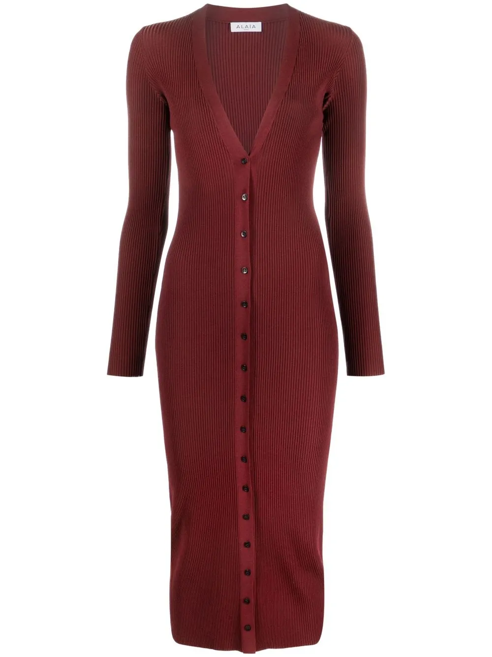 Трикотажное платье с V-образным вырезом Alaïa, красный
Трикотажное платье с V-образным вырезом Alaïa, красный