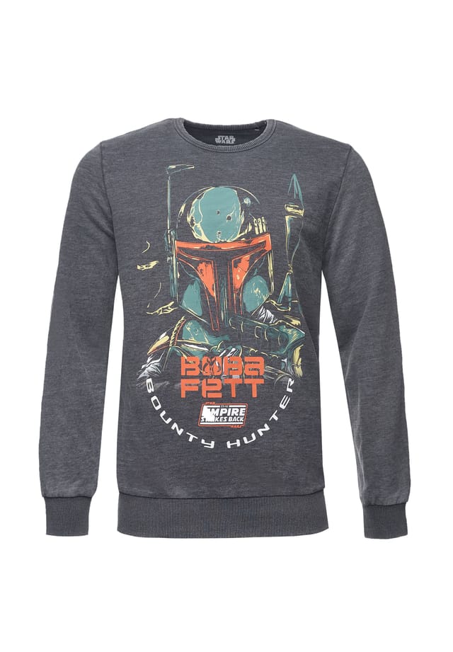 Толстовка с изображением Бобы Фетта из «Звездных войн» свободного кроя Re:Covered, серый 
Толстовка с изображением Бобы Фетта из «Звездных войн» свободного кроя Re:Covered, серый