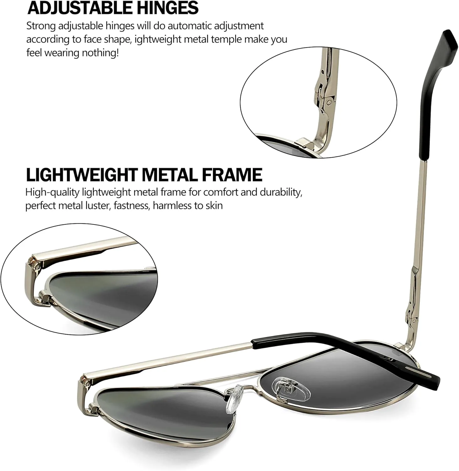 Поляризованные солнцезащитные очки-авиаторы NULOOQ Extra Small для женщин, мужчин, подростков и детей с маленьким лицом, диаметр линз 52 мм и 58 мм, C7* Silver/Black
Поляризованные солнцезащитные очки-авиаторы NULOOQ Extra Small для женщин, мужчин, подростков и детей с маленьким лицом, диаметр линз 52 мм и 58 мм, C7* Silver/Black