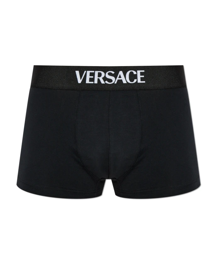 Хлопковые боксерские шорты с логотипом Versace, черный
Хлопковые боксерские шорты с логотипом Versace, черный