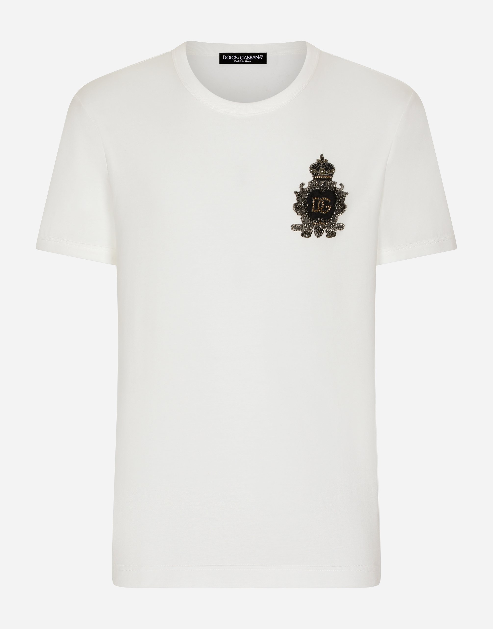 Хлопковая футболка с гербовой нашивкой логотипа dg Dolce & Gabbana, белый
Хлопковая футболка с гербовой нашивкой логотипа dg Dolce & Gabbana, белый