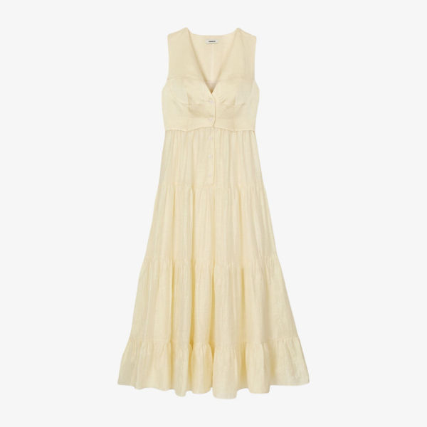 Платье макси Sandro на пуговицах льняное с V-образным вырезом , мультиколор
Платье макси Sandro на пуговицах льняное с V-образным вырезом , мультиколор