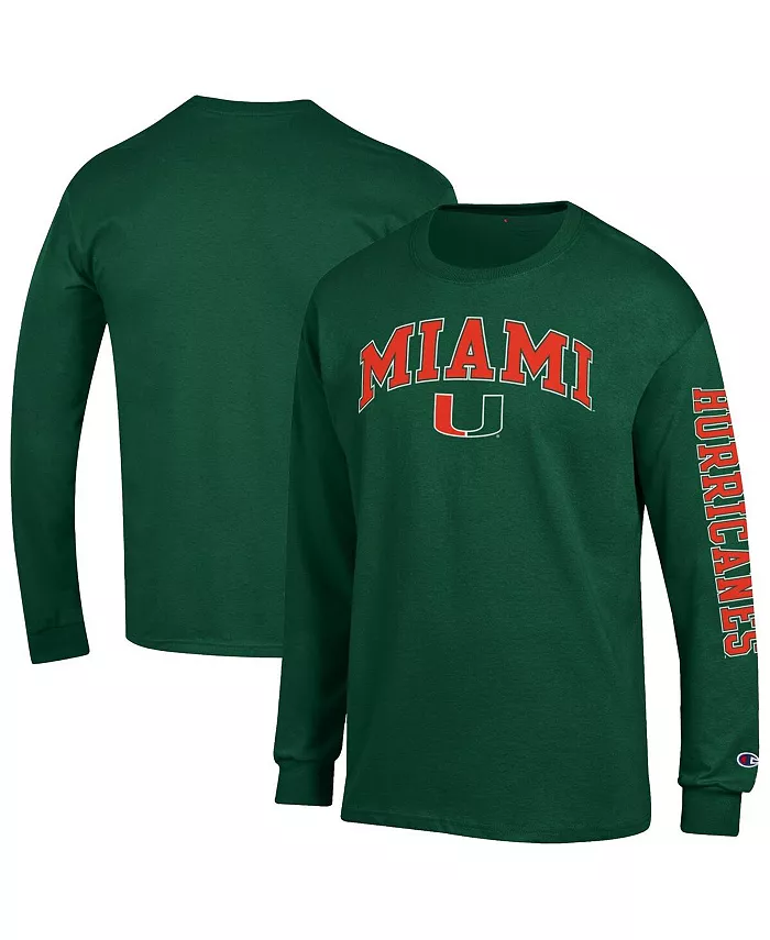 Мужская зеленая футболка с длинным рукавом Miami Hurricanes с арочным логотипом Champion
Мужская зеленая футболка с длинным рукавом Miami Hurricanes с арочным логотипом Champion