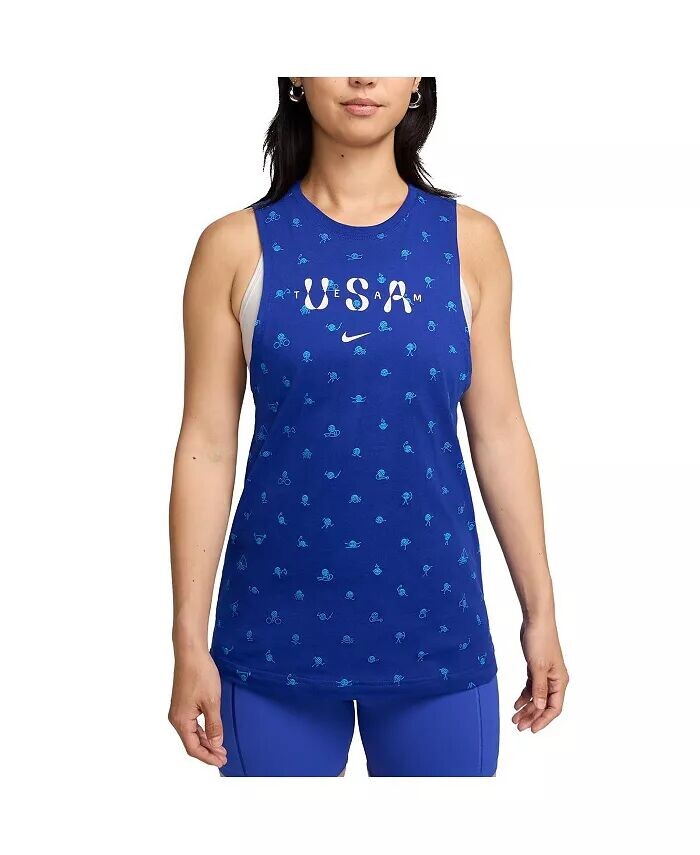 Женская синяя майка с мускулистым принтом Team USA Icon со сплошным принтом Nike, синий
Женская синяя майка с мускулистым принтом Team USA Icon со сплошным принтом Nike, синий