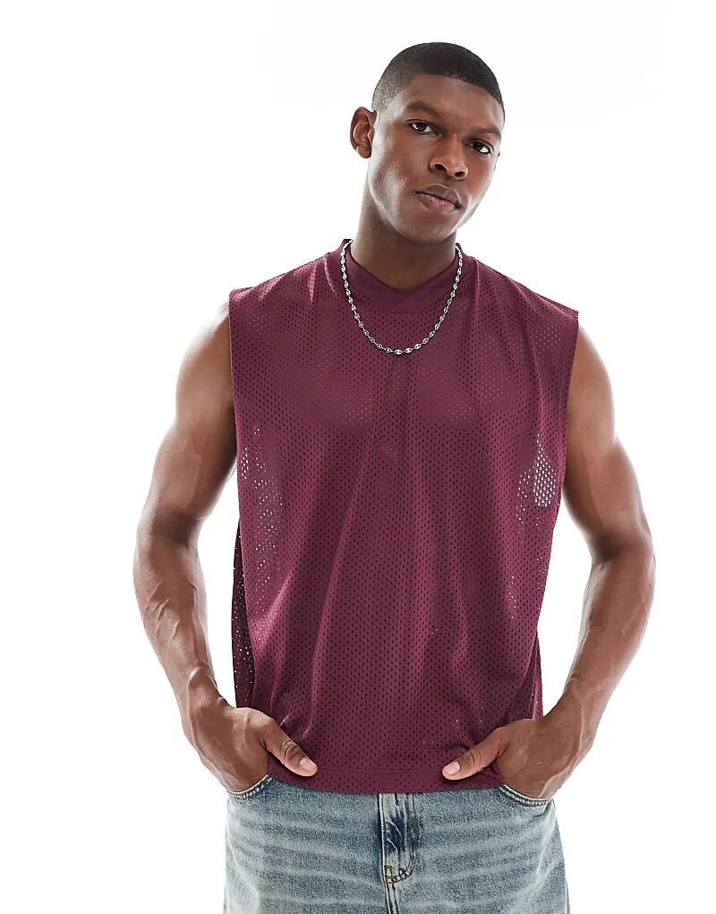 Свободная майка ASOS DESIGN из бордовой сетки
Свободная майка ASOS DESIGN из бордовой сетки