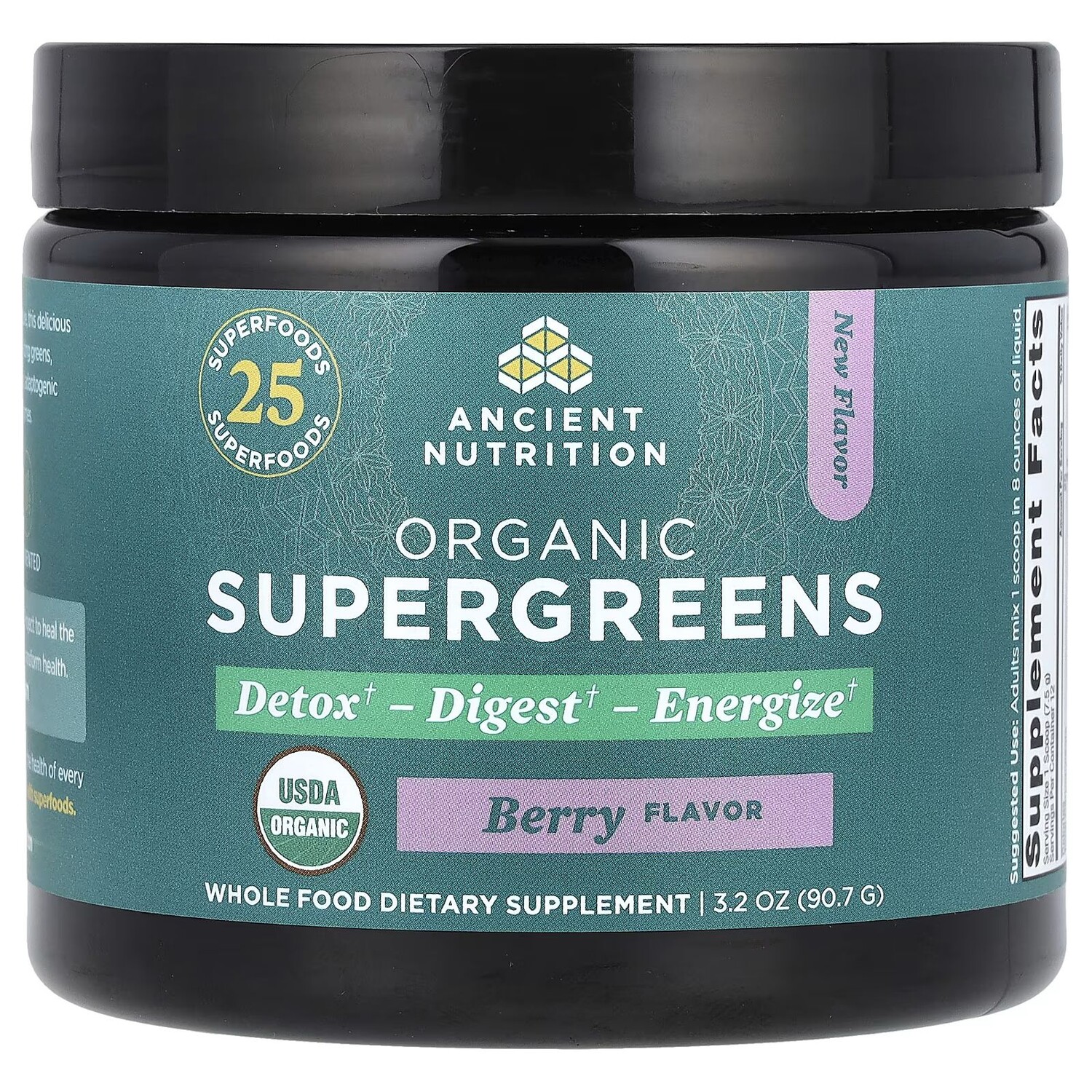 Organic SuperGreens, ягоды, 3,2 унции (90,7 г) Ancient Nutrition
Organic SuperGreens, ягоды, 3,2 унции (90,7 г) Ancient Nutrition