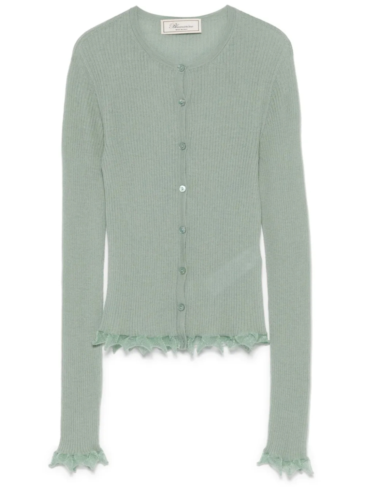 Кардиган с салатовым подолом Blumarine, зеленый
Кардиган с салатовым подолом Blumarine, зеленый