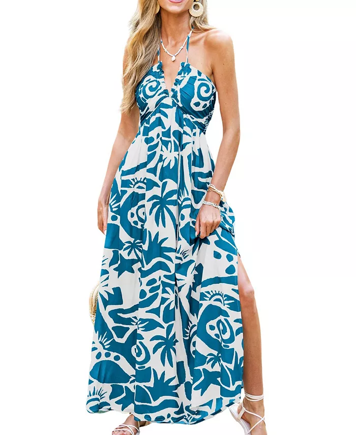 Женское пляжное платье макси с тропическим принтом и бретельками через шею Cupshe, синий
Женское пляжное платье макси с тропическим принтом и бретельками через шею Cupshe, синий