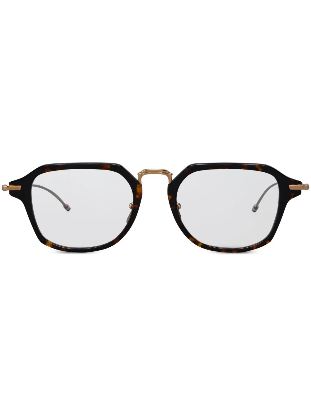 Очки в прямоугольной оправе черепаховой расцветки Thom Browne Eyewear, коричневый 
Очки в прямоугольной оправе черепаховой расцветки Thom Browne Eyewear, коричневый
