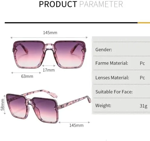 Большие квадратные солнцезащитные очки в винтажном стиле для женщин, фиолетовые, зеленые, розовые, с защитой от УФ-излучения UV400, для мужчин и женщин MTZJH, Pink
Большие квадратные солнцезащитные очки в винтажном стиле для женщин, фиолетовые, зеленые, розовые, с защитой от УФ-излучения UV400, для мужчин и женщин MTZJH, Pink