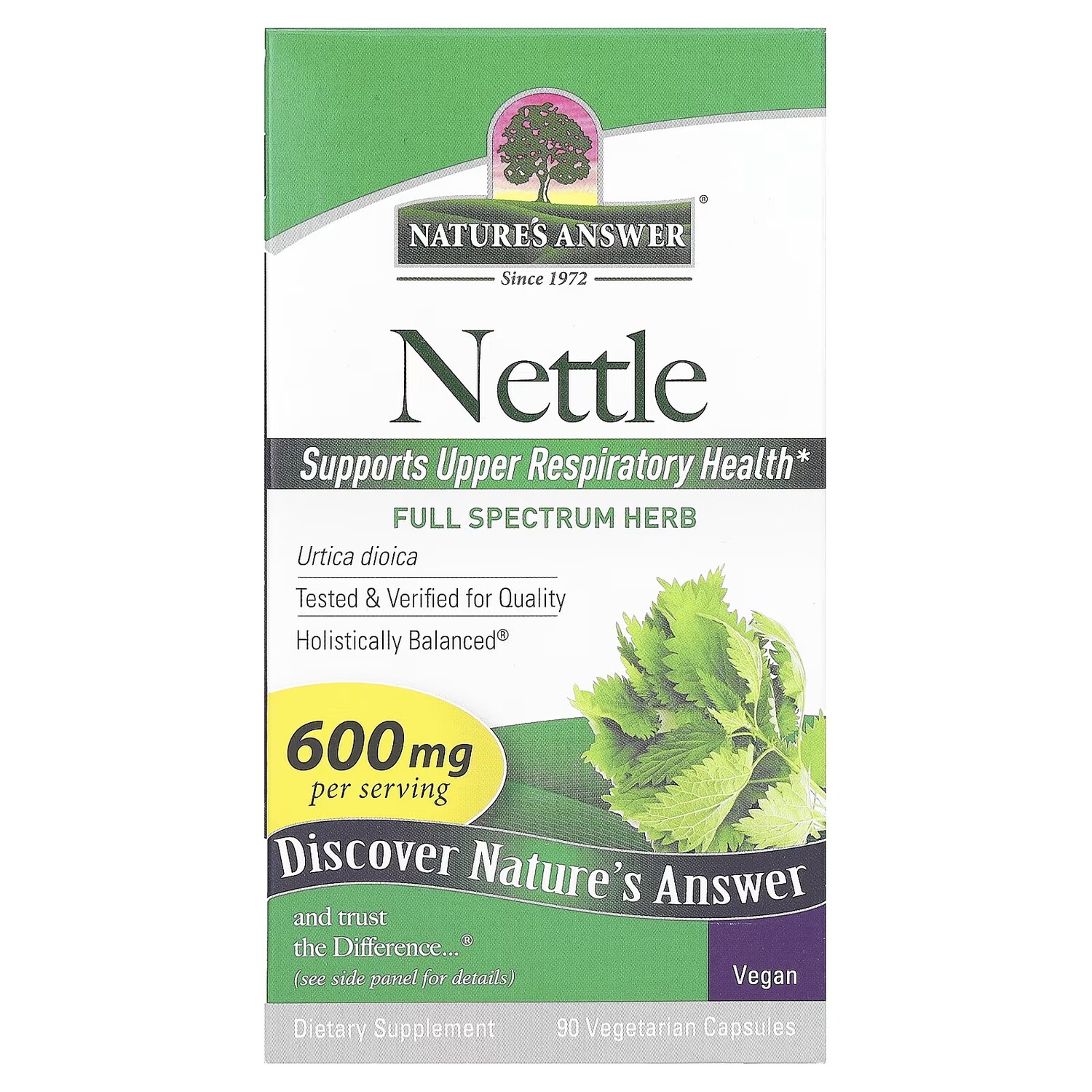 Крапива Nature's Answer 600 мг, 90 капсул
Крапива Nature's Answer 600 мг, 90 капсул
