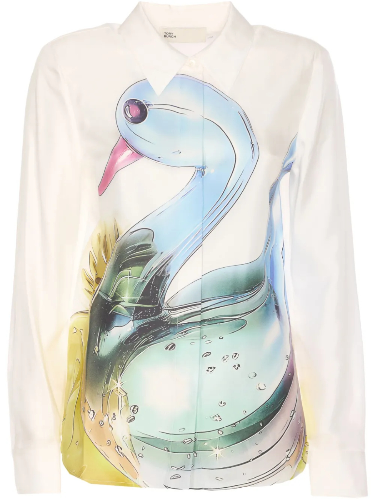 Шелковая рубашка Tory Burch Lucky Duck, белый
Шелковая рубашка Tory Burch Lucky Duck, белый