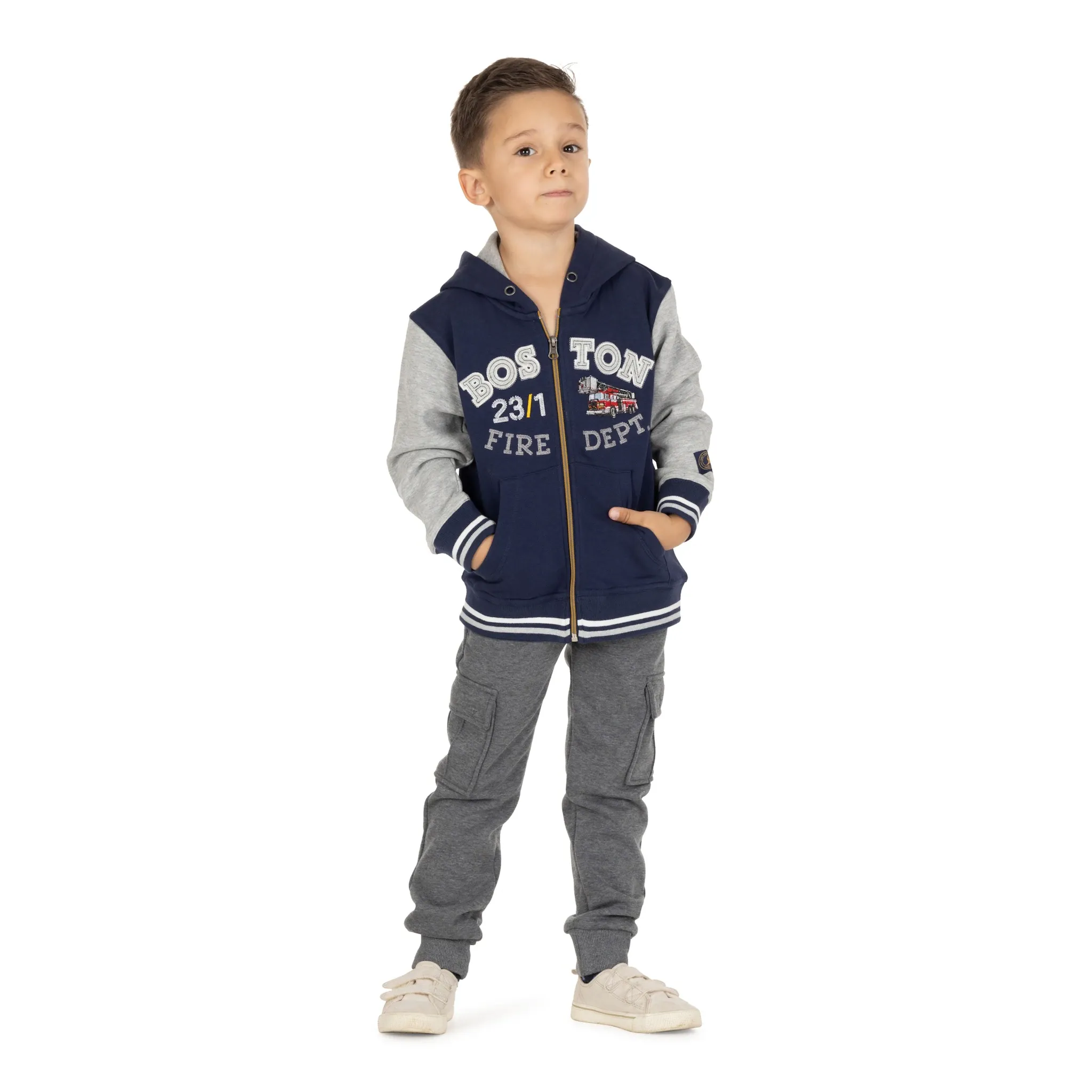 Студенческая куртка СОЛЬ И ПЕРЕЦ «Boston Fire Dept.», с мотивом пожарной охраны Salt And Pepper, цвет blau