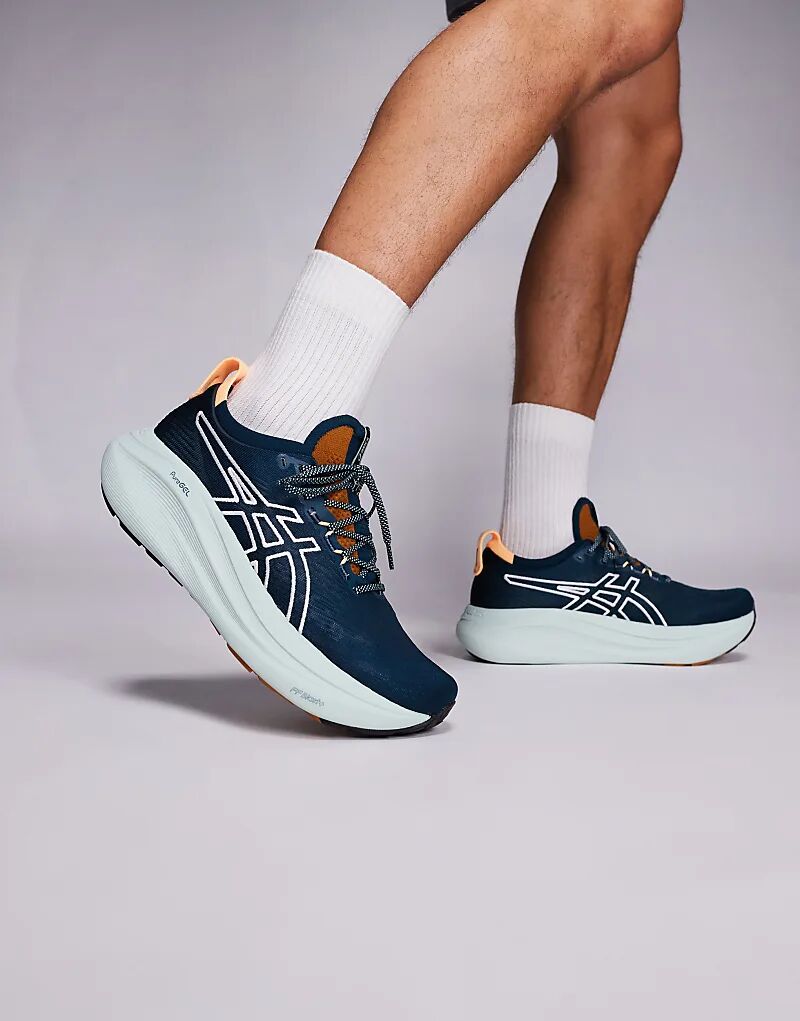 Кроссовки для бега Asics Gel-Nimbus 27 Tr в каменном и сине-зеленом цветах
Кроссовки для бега Asics Gel-Nimbus 27 Tr в каменном и сине-зеленом цветах