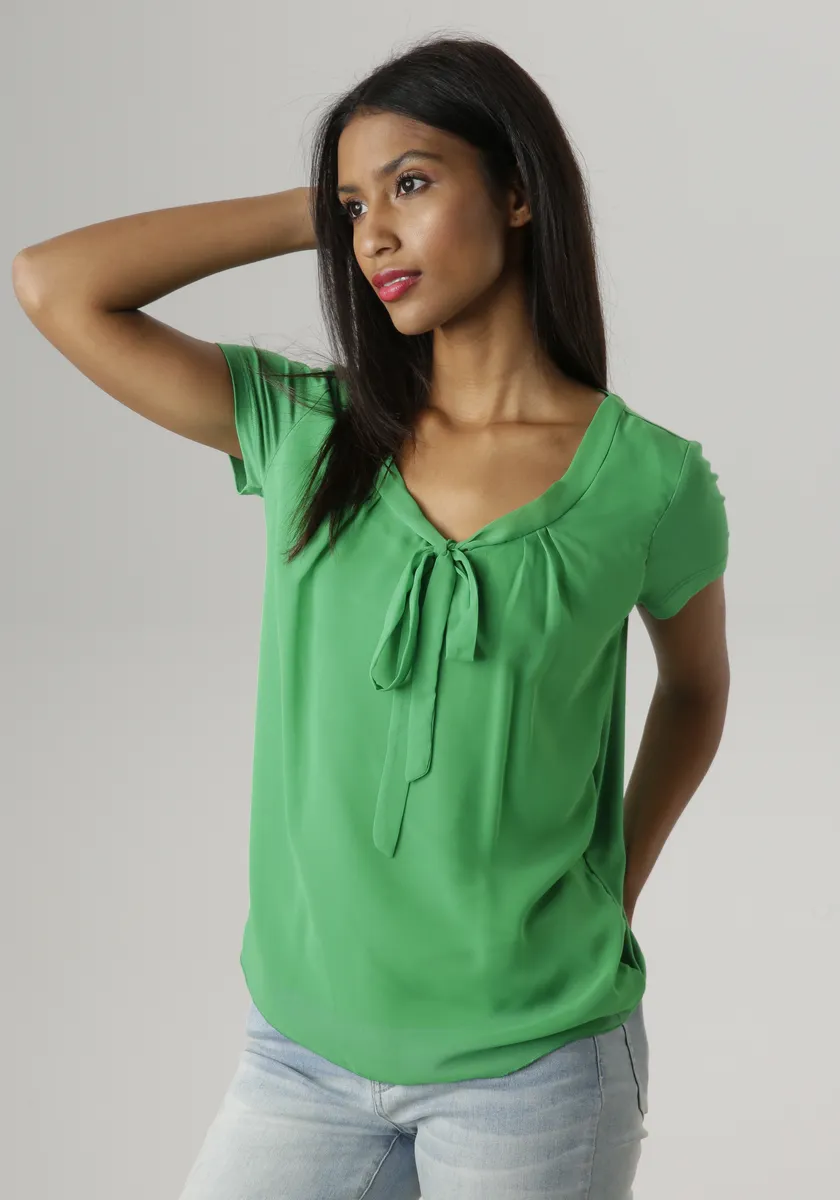 Блузка-рубашка Aniston SELECTED с двойным передом, зеленый 
Блузка-рубашка Aniston SELECTED с двойным передом, зеленый