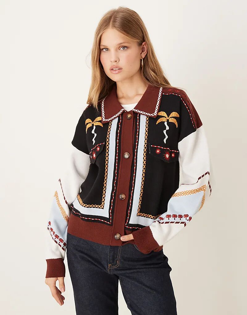 Куртка-бомбер Never Fully Dressed с геометрическим узором и контрастным узором шоколадного цвета
Куртка-бомбер Never Fully Dressed с геометрическим узором и контрастным узором шоколадного цвета