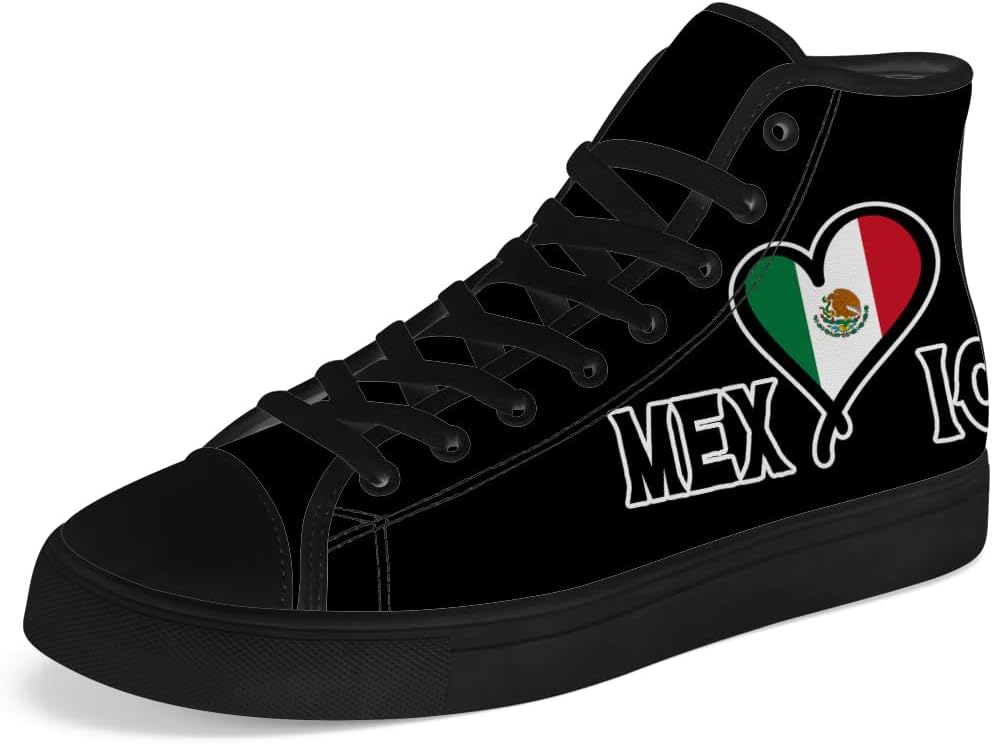 Мужские и женские высокие кеды из ткани с флагом Мексики, с шнуровкой, повседневная обувь Chebing, черный
Мужские и женские высокие кеды из ткани с флагом Мексики, с шнуровкой, повседневная обувь Chebing, черный