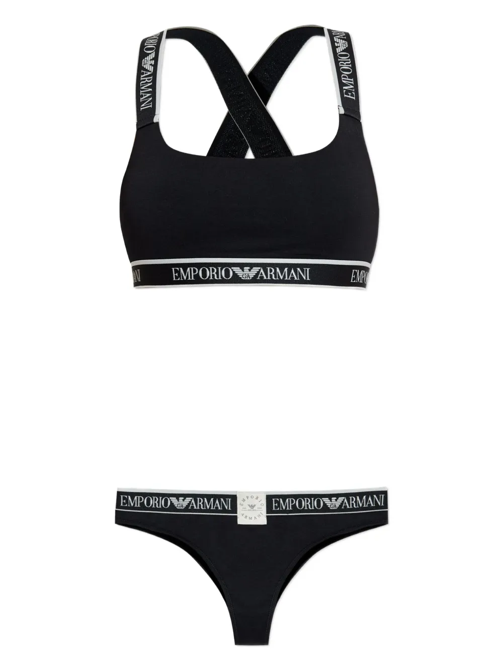 Комплект бюстгальтера с логотипом и перекрестными швами на спине EMPORIO ARMANI, черный
Комплект бюстгальтера с логотипом и перекрестными швами на спине EMPORIO ARMANI, черный