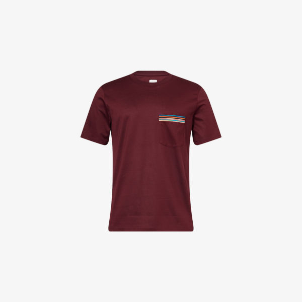 Футболка Paul Smith из хлопкового джерси с нагрудным карманом полосатая, бургундия 
Футболка Paul Smith из хлопкового джерси с нагрудным карманом полосатая, бургундия