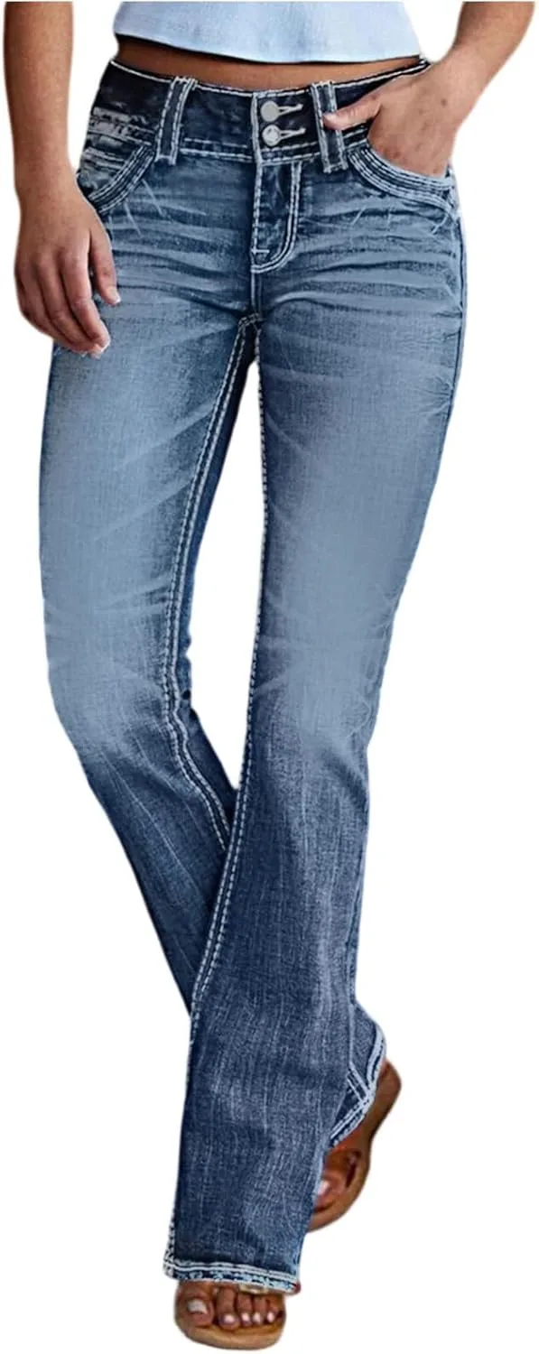 Прямые джинсы для женщин Stretch Mid Rise Bootcut Denim Pants Lightweight Casual Vintage Wash
Прямые джинсы для женщин Stretch Mid Rise Bootcut Denim Pants Lightweight Casual Vintage Wash