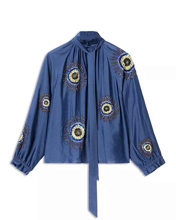 Шелковая вышитая блузка Cerere La Doublej, синий
Шелковая вышитая блузка Cerere La Doublej, синий