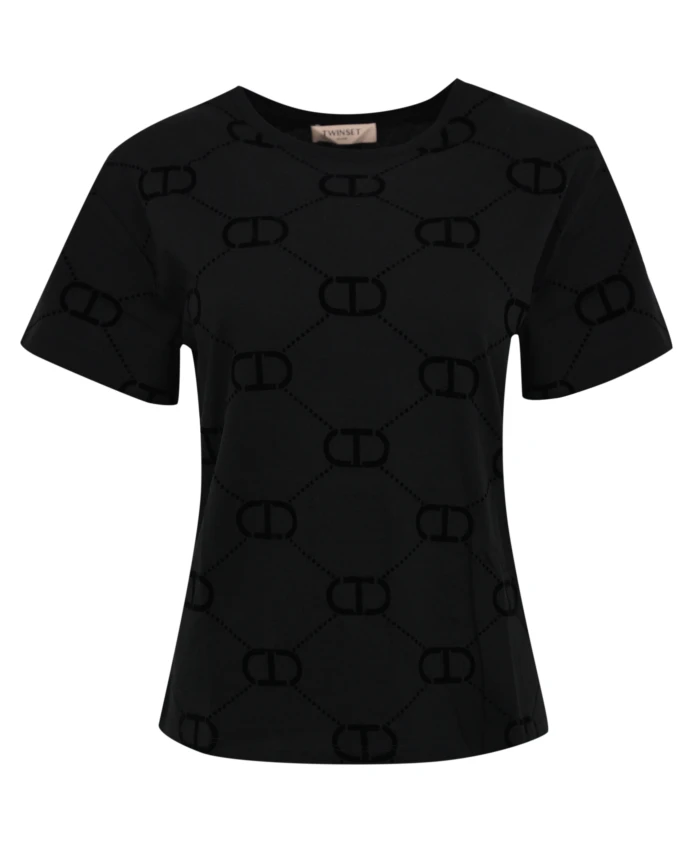 Черная футболка с овальным принтом. Twinset, черный
Черная футболка с овальным принтом. Twinset, черный