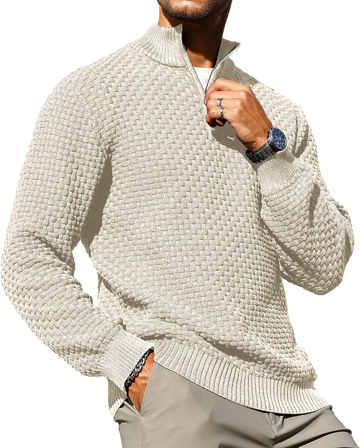 Мужской свитер Zaitun с молнией на четверть и воротником-стойкой
Мужской свитер Zaitun с молнией на четверть и воротником-стойкой