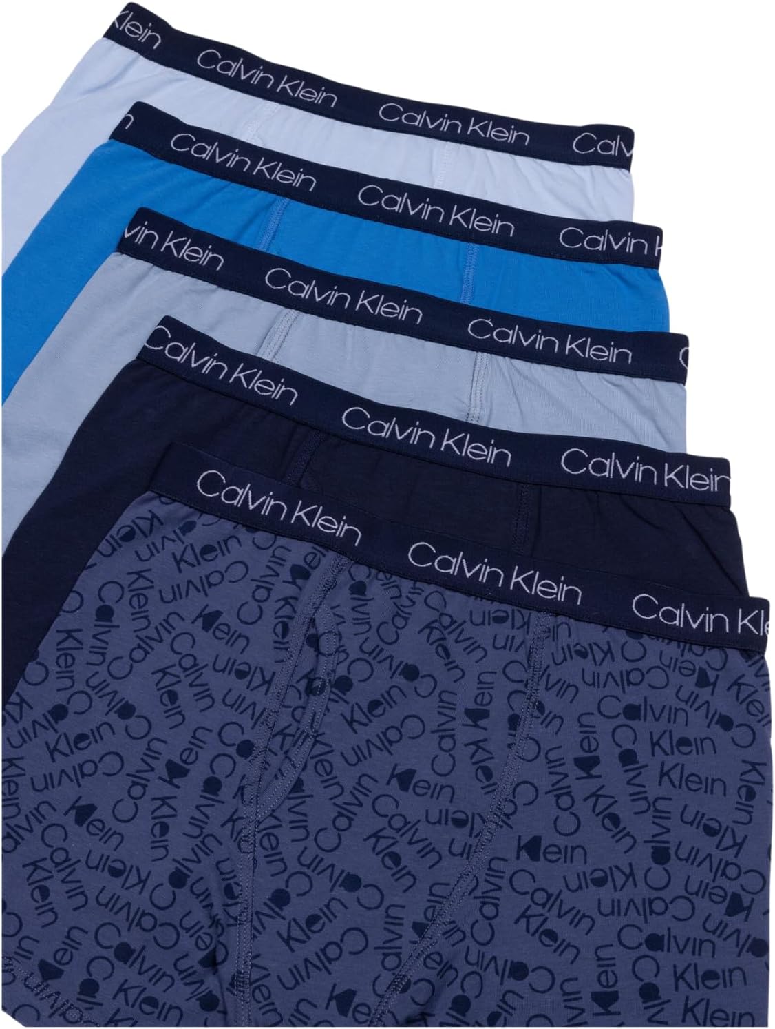 Современные хлопковые трусы-боксеры Calvin Klein для мальчиков (5 шт.), Indigo Calvin/Black Iris/Ashley Blue/Captains Blue/Skyway
Современные хлопковые трусы-боксеры Calvin Klein для мальчиков (5 шт.), Indigo Calvin/Black Iris/Ashley Blue/Captains Blue/Skyway
