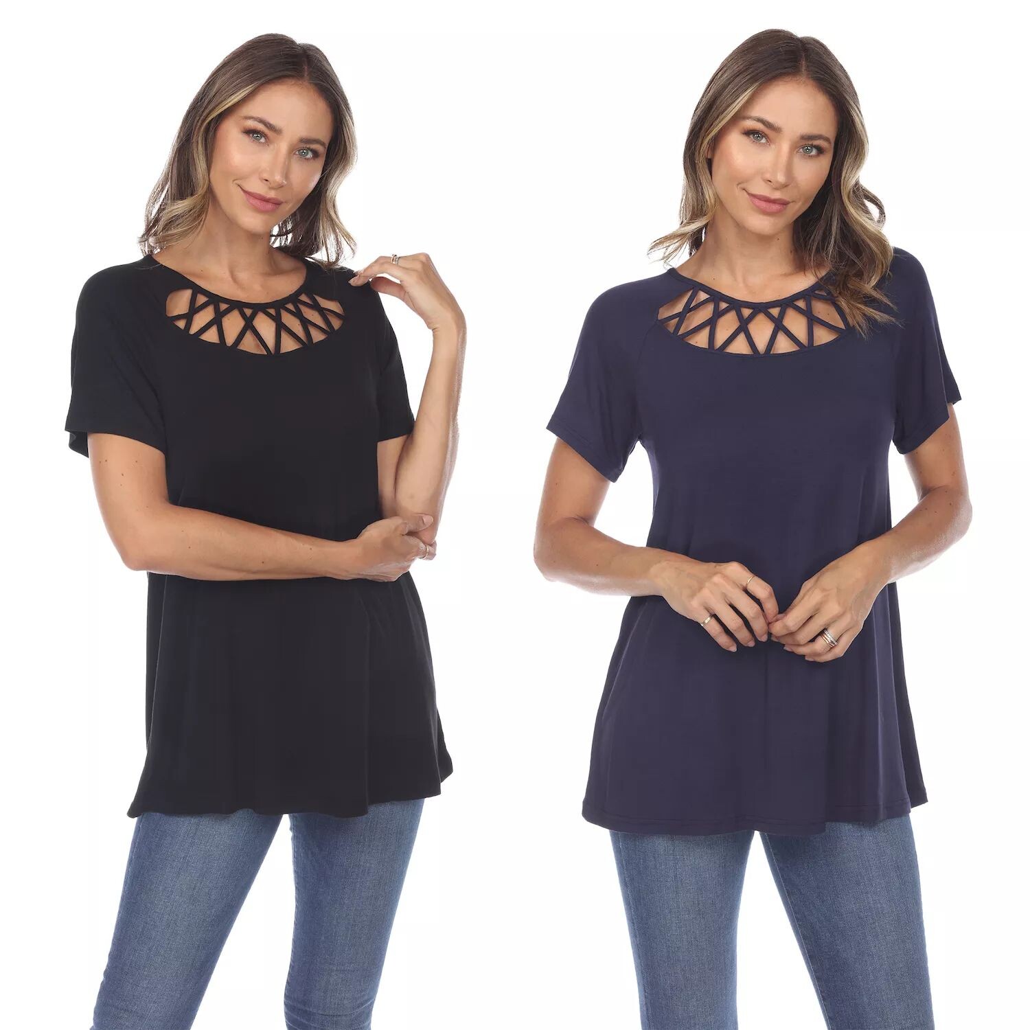 Комплект из 2 топов с короткими рукавами с перекрещенными крестиками Essential WM Fashion, черный/темно-синий
Комплект из 2 топов с короткими рукавами с перекрещенными крестиками Essential WM Fashion, черный/темно-синий