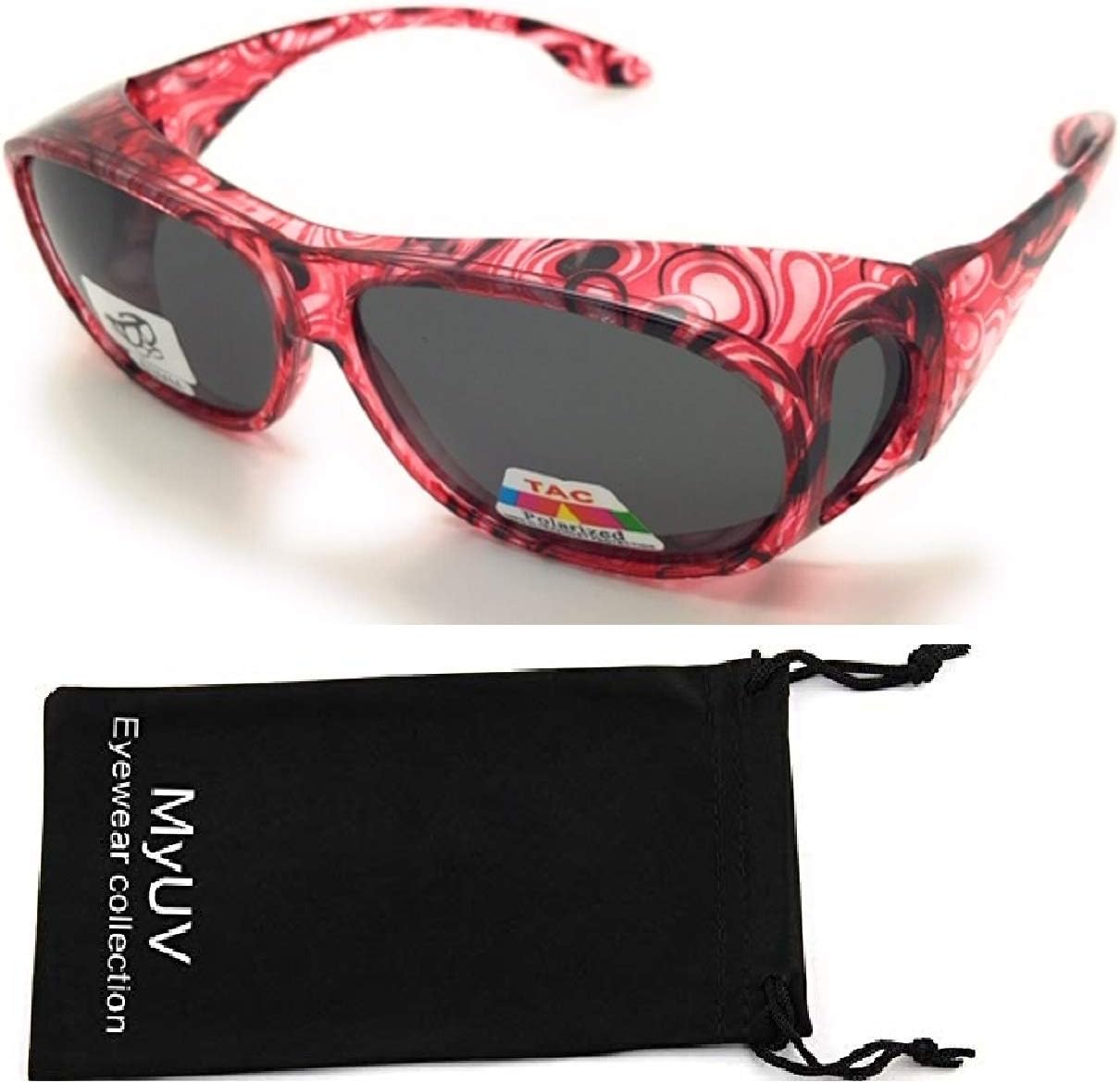 Поляризованные солнцезащитные очки со стразами, надеваемые поверх очков с диоптриями - Размер увеличенный 63 мм - Овально-прямоугольная форма, надеваются поверх защитных линз MyUV, Red
Поляризованные солнцезащитные очки со стразами, надеваемые поверх очков с диоптриями - Размер увеличенный 63 мм - Овально-прямоугольная форма, надеваются поверх защитных линз MyUV, Red