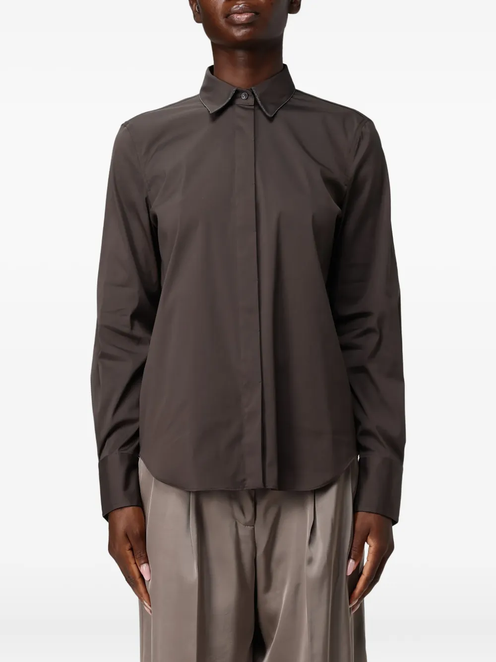 Рубашка с длинными рукавами и воротником Brunello Cucinelli, коричневый
Рубашка с длинными рукавами и воротником Brunello Cucinelli, коричневый