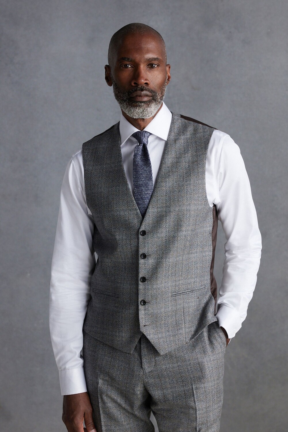 Жилет в клетку Signature Marzotto Next, серый 
Жилет в клетку Signature Marzotto Next, серый