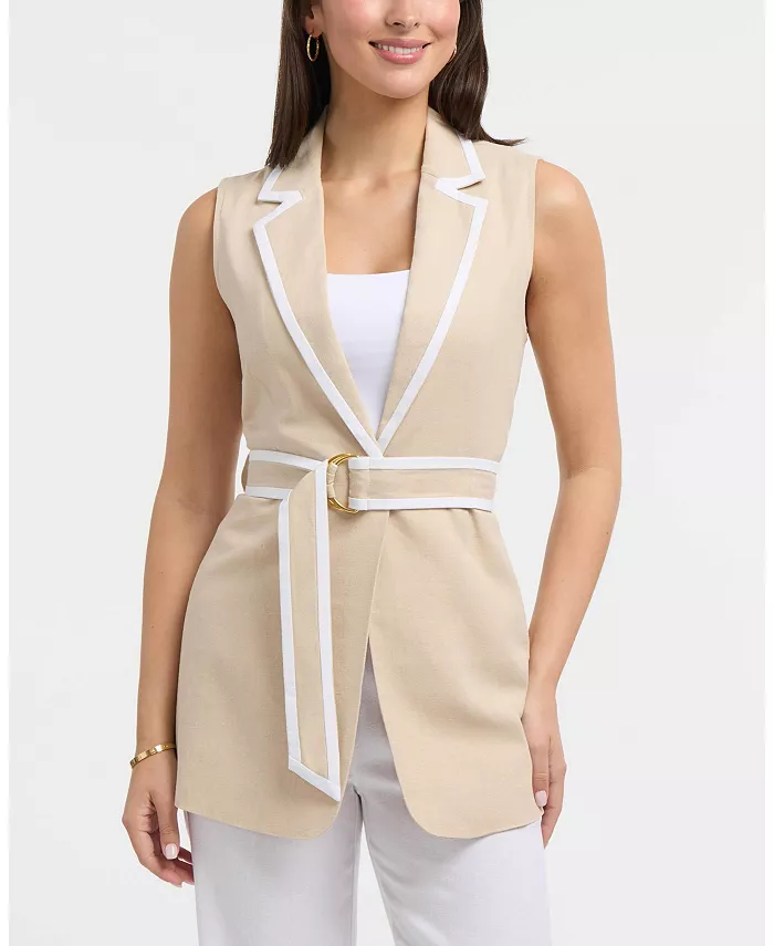Женский безрукавный жилет с поясом и контрастными деталями Ellen Tracy, коричневый/бежевый
Женский безрукавный жилет с поясом и контрастными деталями Ellen Tracy, коричневый/бежевый