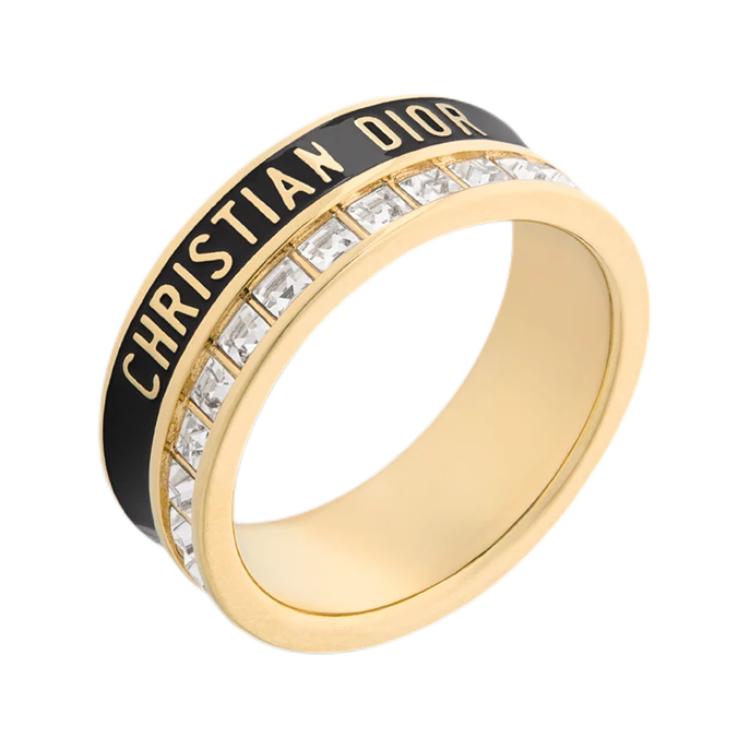 DIOR Кольцо с кристаллами и логотипом бренда, золотое
DIOR Кольцо с кристаллами и логотипом бренда, золотое