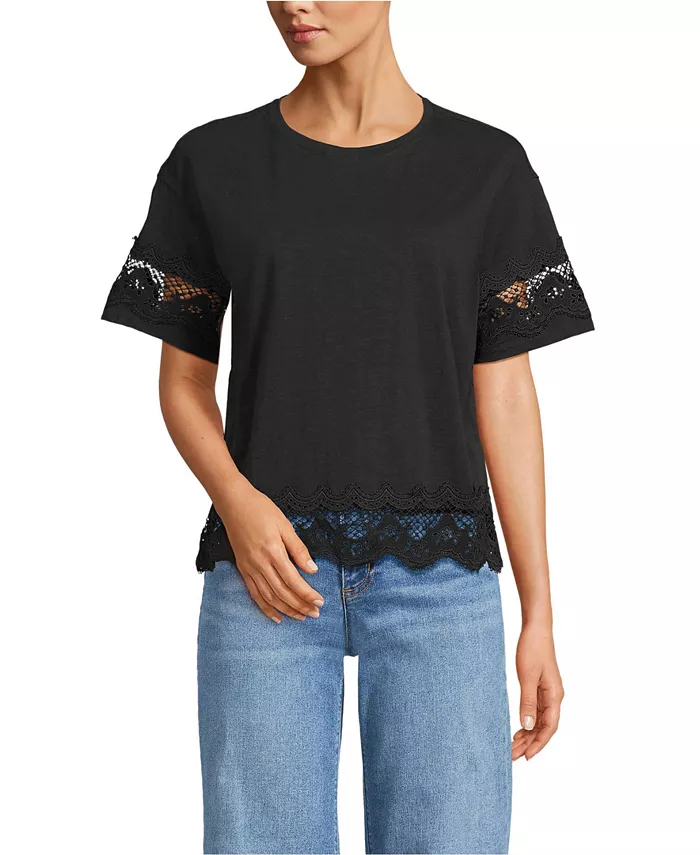 Женская футболка с короткими рукавами и узором «кастрюля» Lands' End, черный
Женская футболка с короткими рукавами и узором «кастрюля» Lands' End, черный