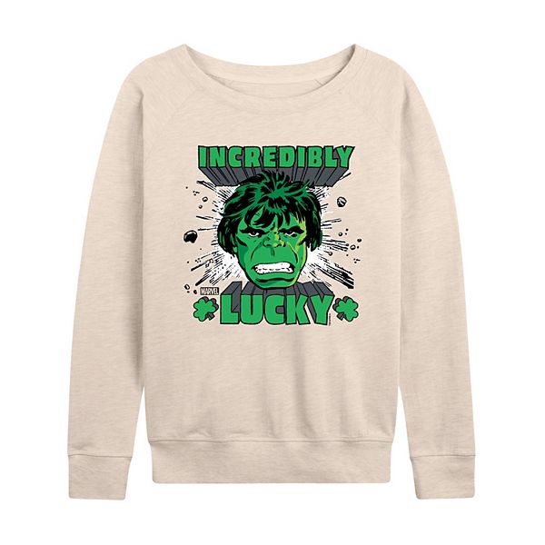 Женская футболка с длинным рукавом Hulk Incredibly Lucky из френч терри Marvel
Женская футболка с длинным рукавом Hulk Incredibly Lucky из френч терри Marvel