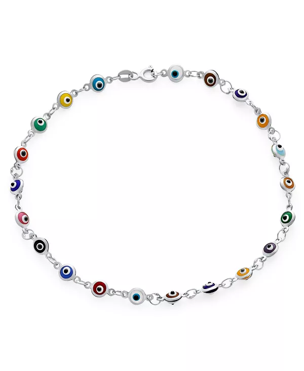 Защитный амулет, турецкий амулет, тонкий браслет на лодыжку от сглаза, покрытый розовым золотом, стерлинговое серебро Bling Jewelry, multi-color
Защитный амулет, турецкий амулет, тонкий браслет на лодыжку от сглаза, покрытый розовым золотом, стерлинговое серебро Bling Jewelry, multi-color