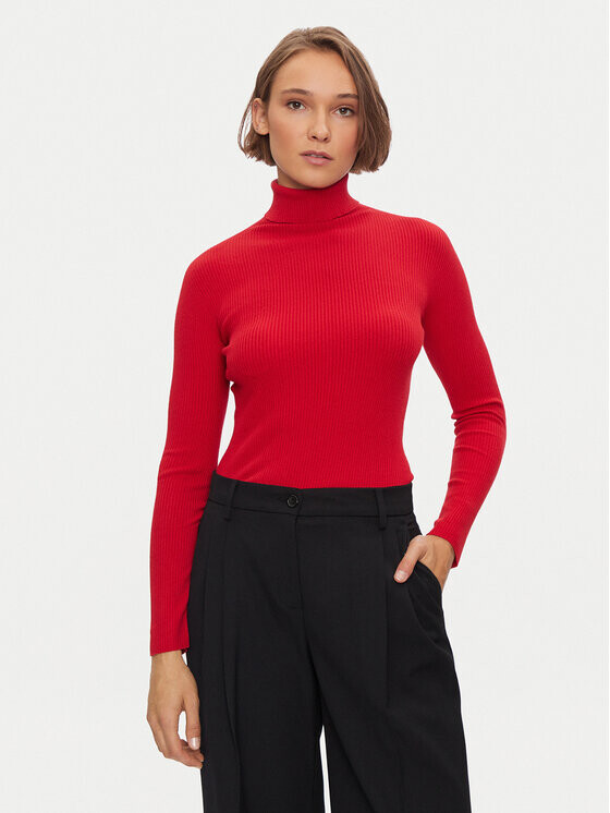 Свитер с высоким воротником приталенного кроя Kontatto, красный 
Свитер с высоким воротником приталенного кроя Kontatto, красный