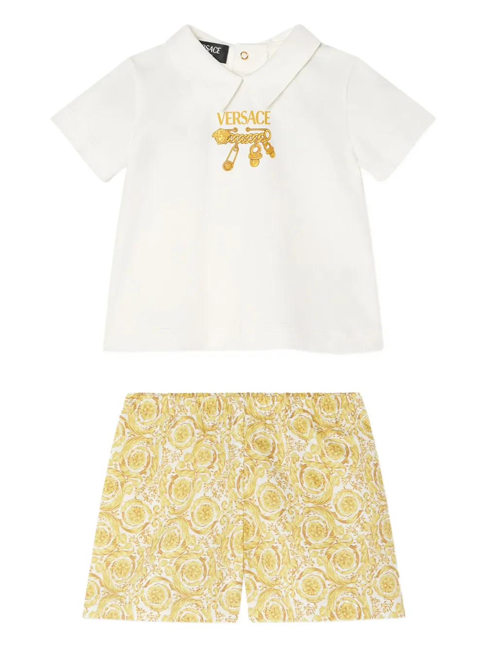 Комплект из футболки и шортов с логотипом Versace Kids, белый
Комплект из футболки и шортов с логотипом Versace Kids, белый