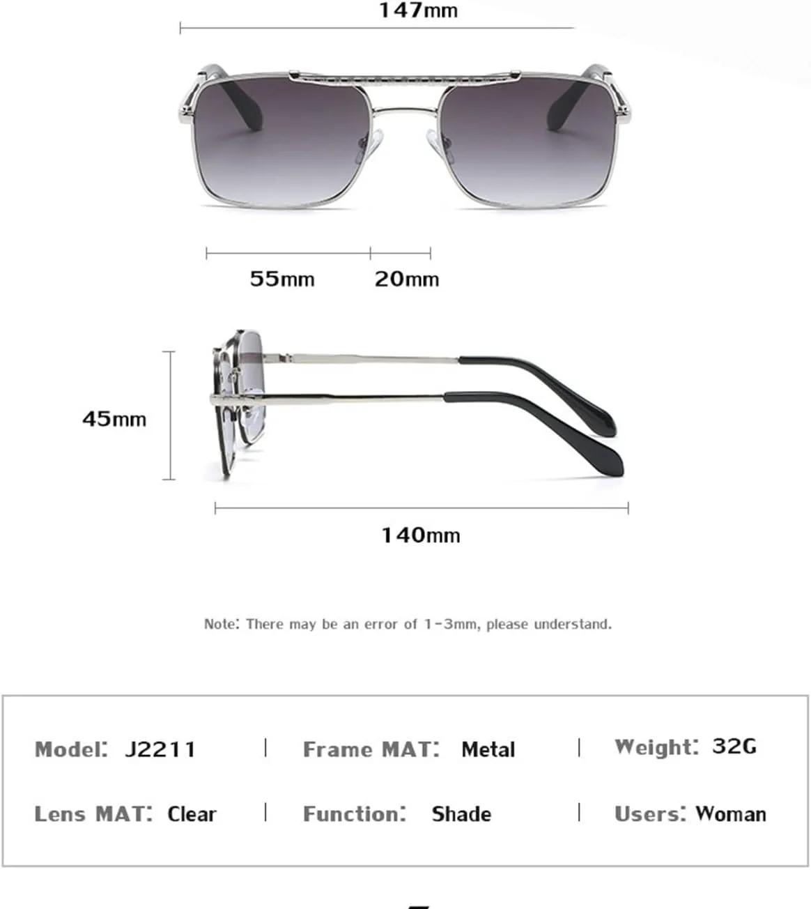 GAOXIN Модные металлические квадратные солнцезащитные очки для мужчин и женщин, для активного отдыха, уличной фотосъемки и декоративных целей (Цвет: E, Размер: 1), E
GAOXIN Модные металлические квадратные солнцезащитные очки для мужчин и женщин, для активного отдыха, уличной фотосъемки и декоративных целей (Цвет: E, Размер: 1), E