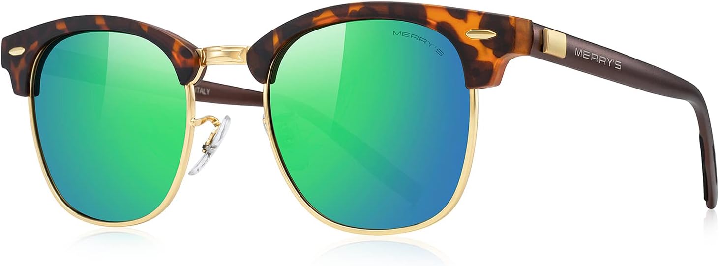 Солнцезащитные очки MERRY'S унисекс с поляризацией, алюминиевые, для мужчин и женщин, полуободковые, в стиле ретро, для вождения, Matte Leopard Frame/Gold Bridge/Green Mirror Lens
Солнцезащитные очки MERRY'S унисекс с поляризацией, алюминиевые, для мужчин и женщин, полуободковые, в стиле ретро, для вождения, Matte Leopard Frame/Gold Bridge/Green Mirror Lens