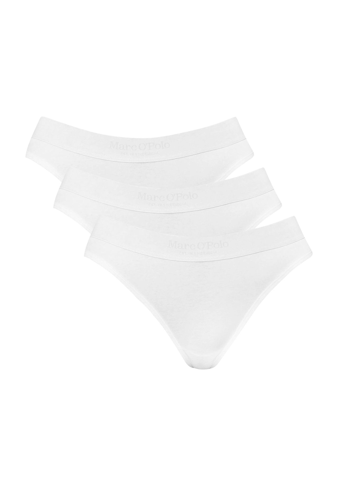 Комплект из 3 женских стрингов Essentials с логотипом на поясе Marc O'Polo, белый 
Комплект из 3 женских стрингов Essentials с логотипом на поясе Marc O'Polo, белый