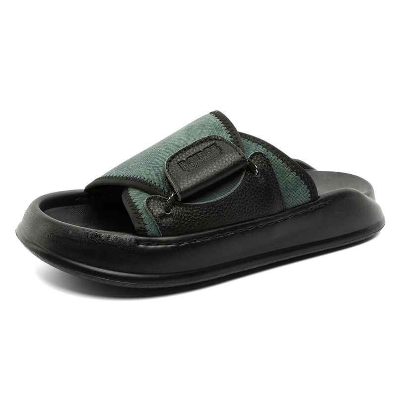 V ZERO FIVE Мужские противоскользящие тапочки с резиновой подошвой и кожаными вставками, амортизирующие, зеленые, цвет Green 
V ZERO FIVE Мужские противоскользящие тапочки с резиновой подошвой и кожаными вставками, амортизирующие, зеленые, цвет Green