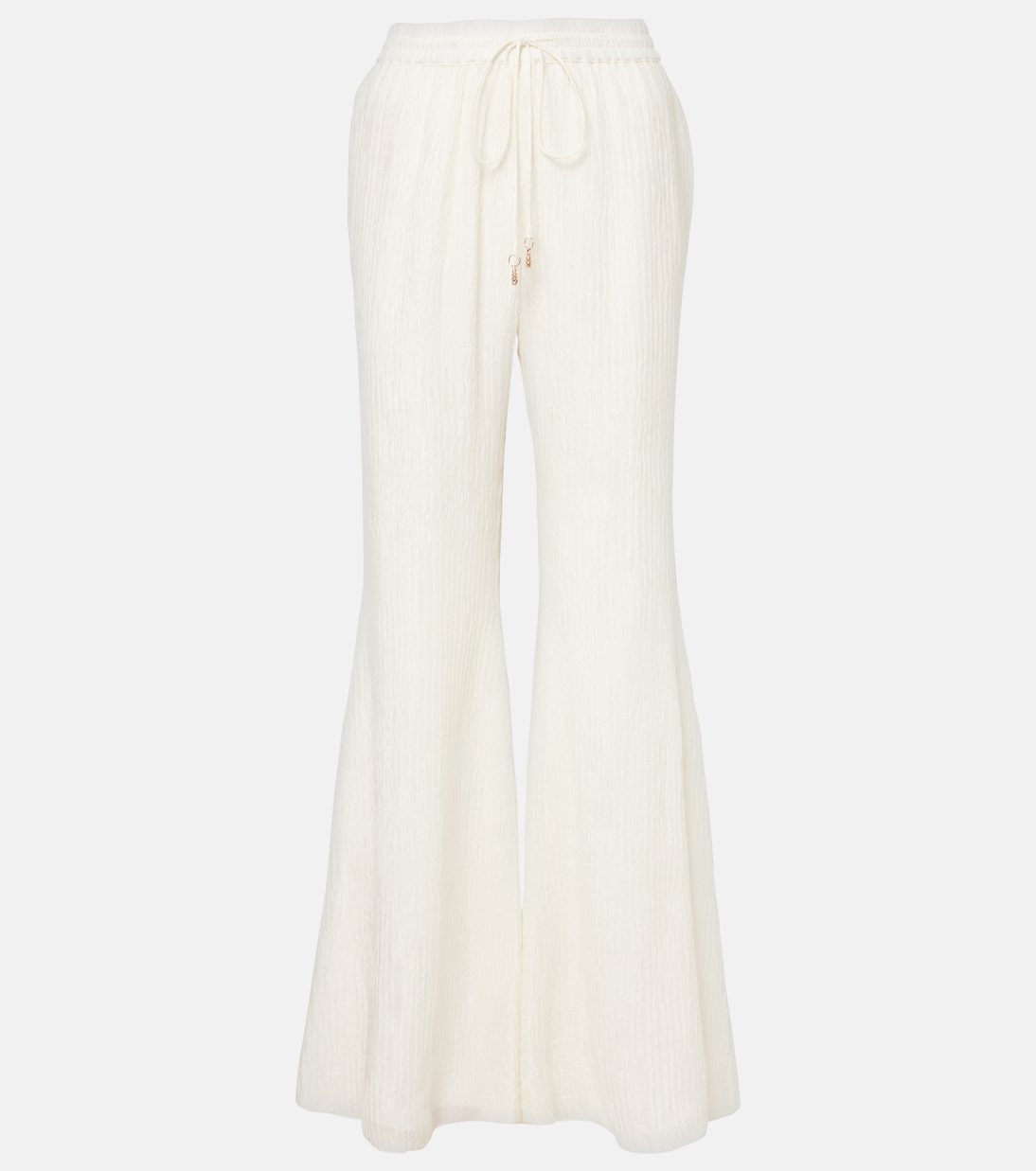 Расклешенные брюки из шелка плиссе Claud Gabriela Hearst, слоновая кость 
Расклешенные брюки из шелка плиссе Claud Gabriela Hearst, слоновая кость